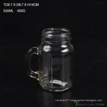 480ml Clear Strip with Handle Glass Mason Jars for Sale